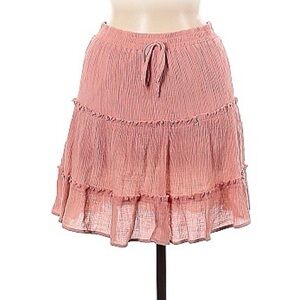 Pink Mini Skater Skirt with Tie Front